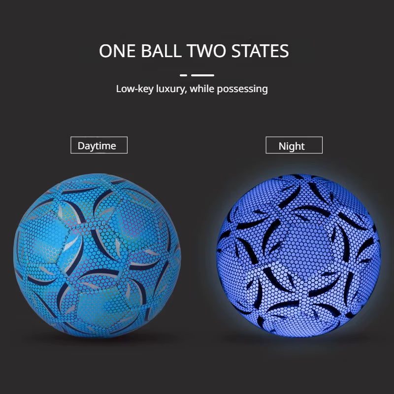 Luminous Football Size5 Machine-Stitched Reflective Football Pu Training Game Adult Luminous Football Soccer Training Equipment