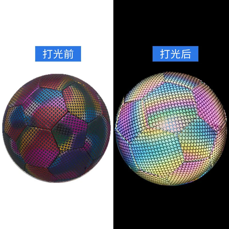 Luminous Football Size5 Machine-Stitched Reflective Football Pu Training Game Adult Luminous Football Soccer Training Equipment