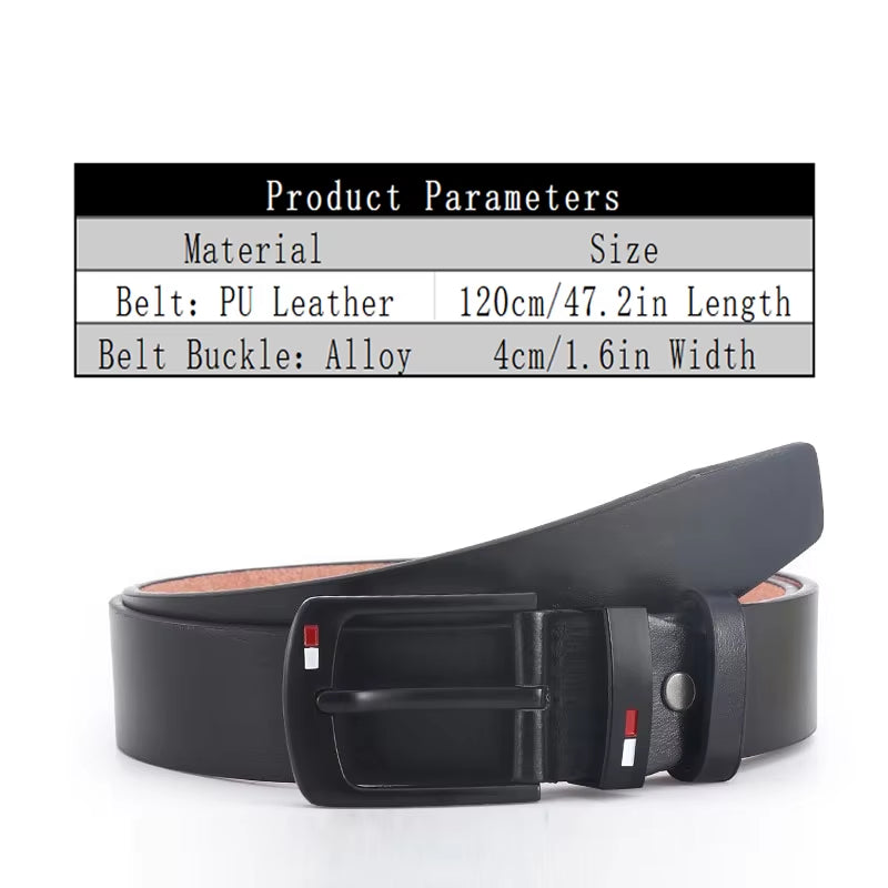 HEERAK Fashion Belt Mens Straps PU Alloy Square Buckle Business Leisure Casual Luxury Belts Black for Men Jeans Pants Waistband