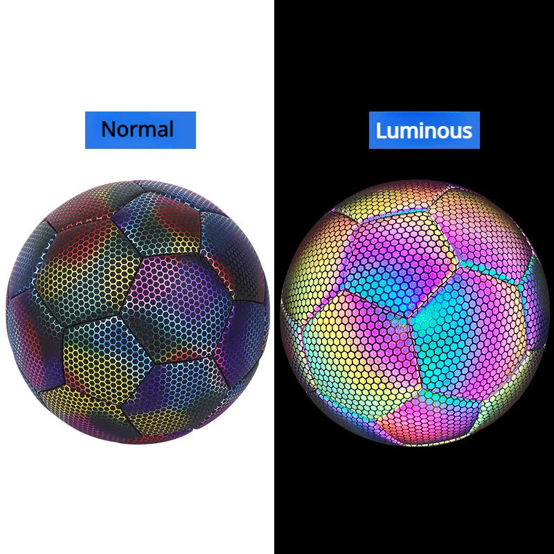 Luminous Football Size5 Machine-Stitched Reflective Football Pu Training Game Adult Luminous Football Soccer Training Equipment