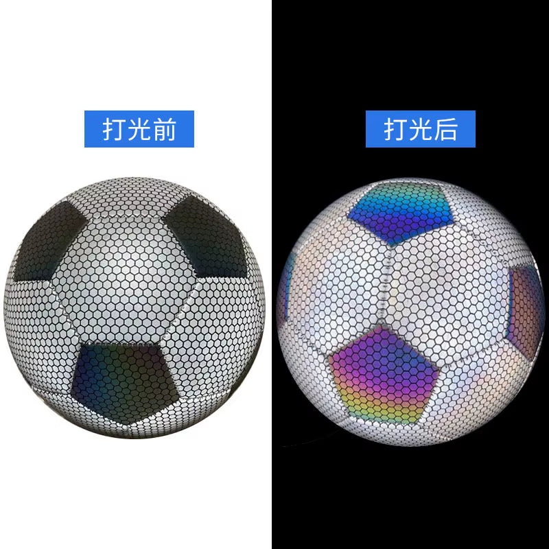 Luminous Football Size5 Machine-Stitched Reflective Football Pu Training Game Adult Luminous Football Soccer Training Equipment