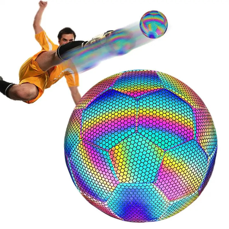 Reflective Football Luminous Soccer Ball Night Outdoor Sports Glowing Standard Soccer Size 5 for Boys, Kids Training