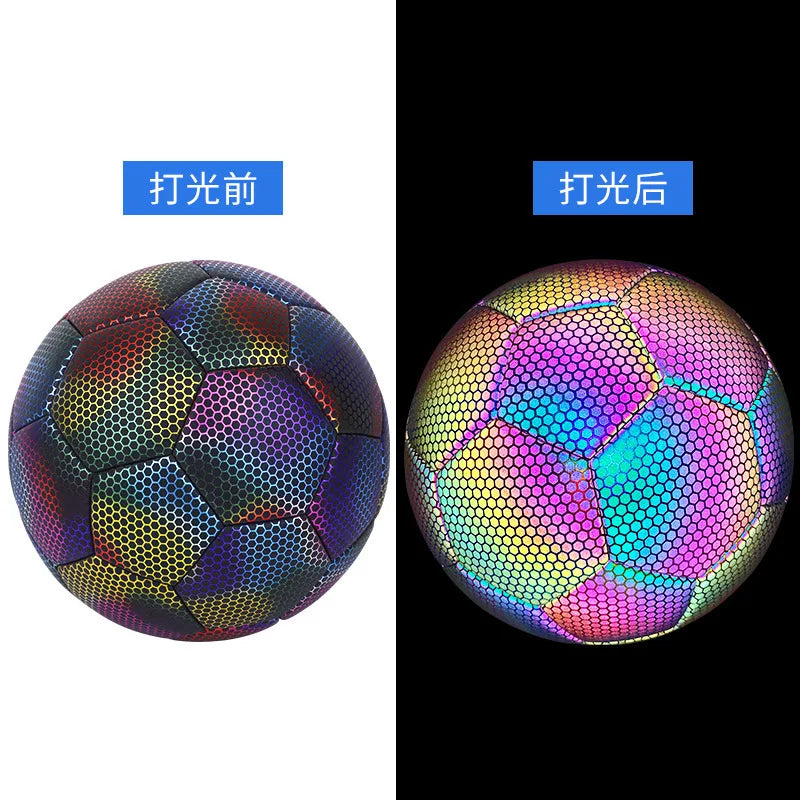 Luminous Football Size5 Machine-Stitched Reflective Football Pu Training Game Adult Luminous Football Soccer Training Equipment