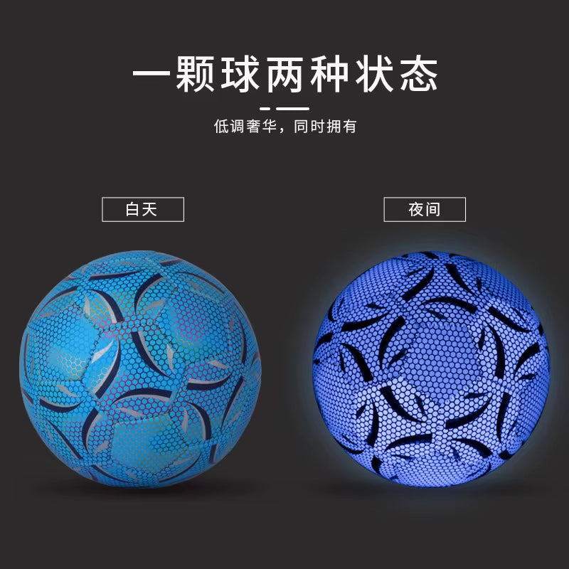 Luminous Football Size5 Machine-Stitched Reflective Football Pu Training Game Adult Luminous Football Soccer Training Equipment
