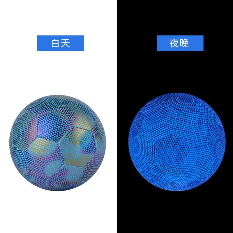 Luminous Football Size5 Machine-Stitched Reflective Football Pu Training Game Adult Luminous Football Soccer Training Equipment