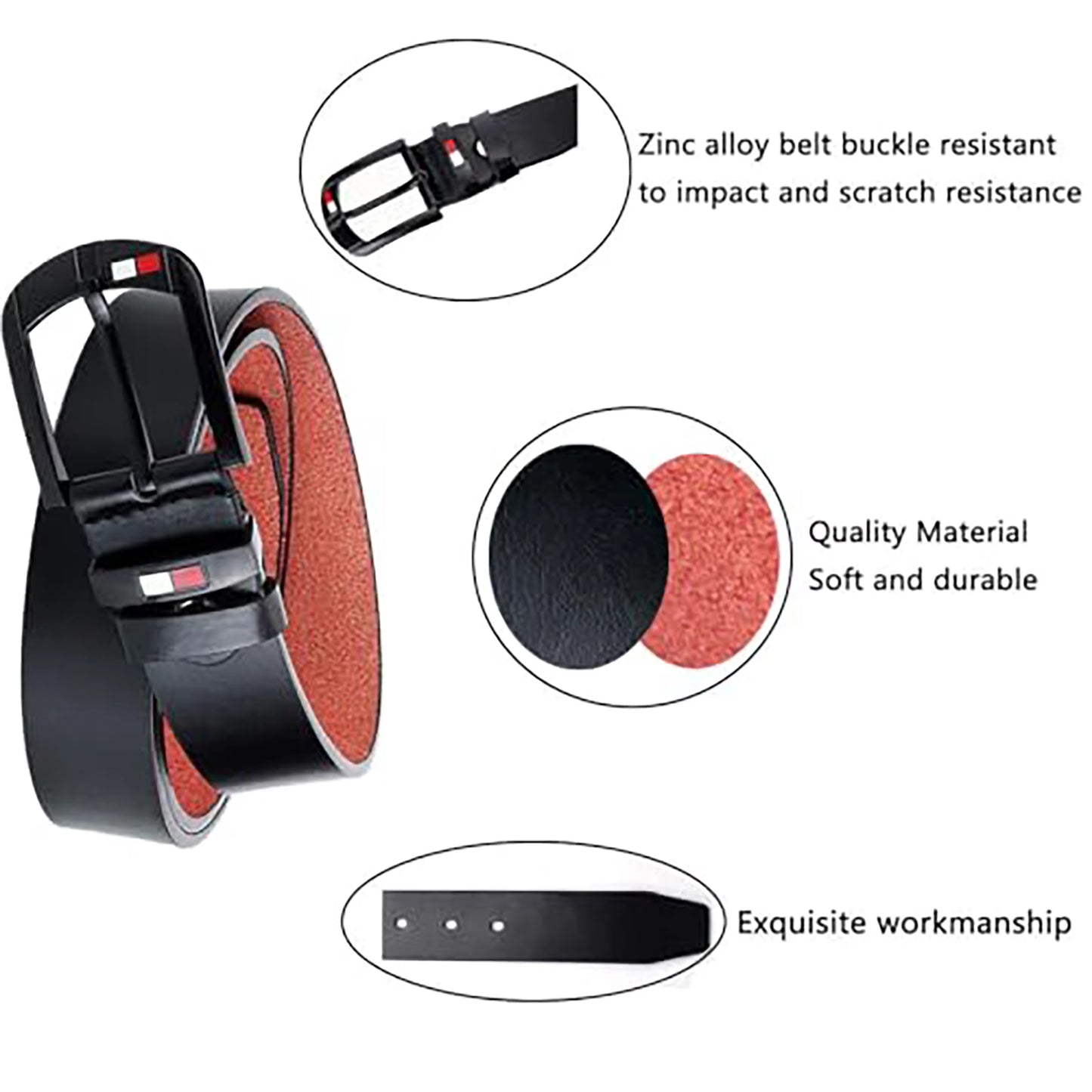 HEERAK Fashion Belt Mens Straps PU Alloy Square Buckle Business Leisure Casual Luxury Belts Black for Men Jeans Pants Waistband